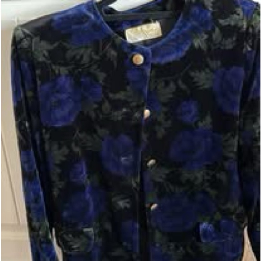 Floral Velvet Jacket with Gold Buttons